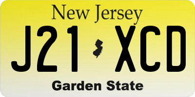 NJ license plate J21XCD