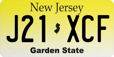 NJ license plate J21XCF