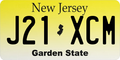 NJ license plate J21XCM