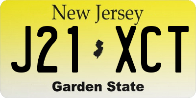 NJ license plate J21XCT