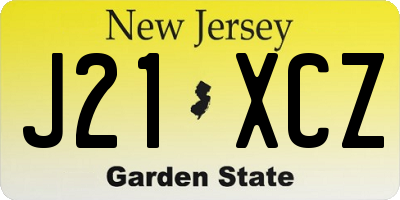 NJ license plate J21XCZ