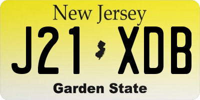 NJ license plate J21XDB