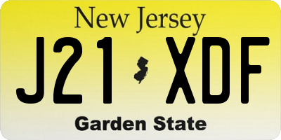 NJ license plate J21XDF