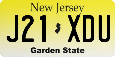 NJ license plate J21XDU