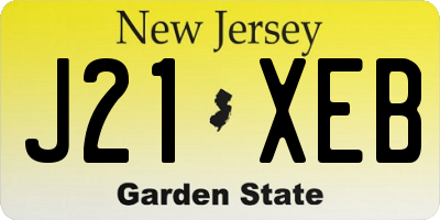 NJ license plate J21XEB