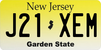 NJ license plate J21XEM