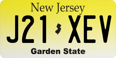 NJ license plate J21XEV