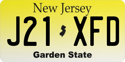 NJ license plate J21XFD