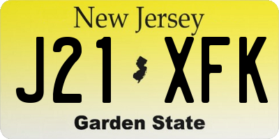 NJ license plate J21XFK