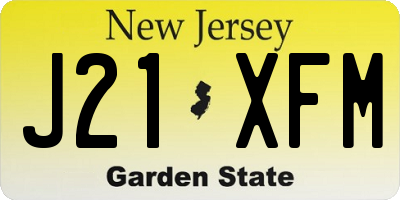 NJ license plate J21XFM