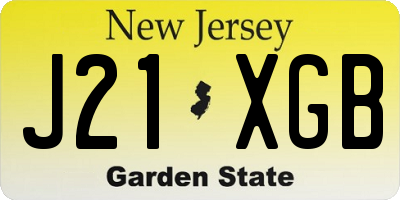 NJ license plate J21XGB