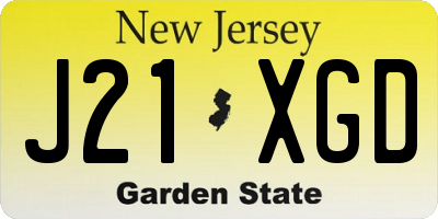 NJ license plate J21XGD