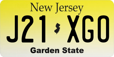 NJ license plate J21XGO