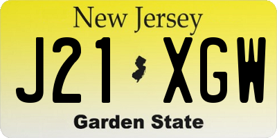 NJ license plate J21XGW