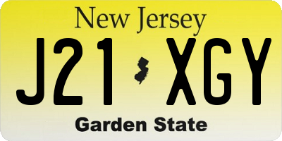 NJ license plate J21XGY