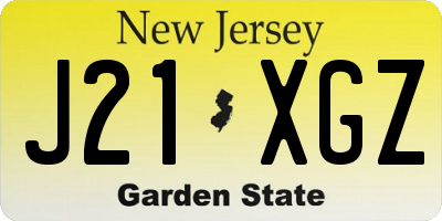 NJ license plate J21XGZ