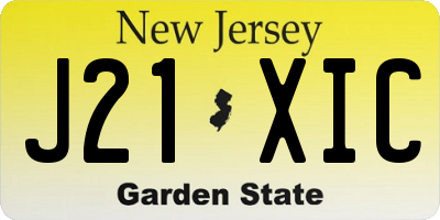 NJ license plate J21XIC