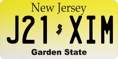 NJ license plate J21XIM