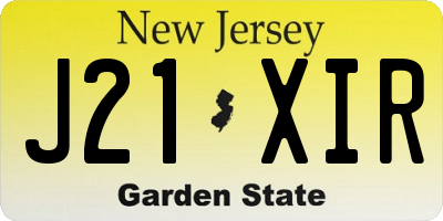NJ license plate J21XIR