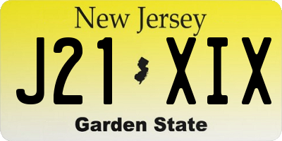 NJ license plate J21XIX