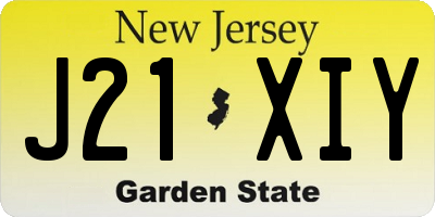 NJ license plate J21XIY