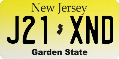 NJ license plate J21XND