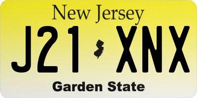 NJ license plate J21XNX