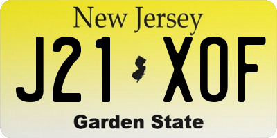 NJ license plate J21XOF