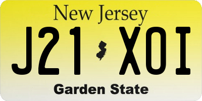 NJ license plate J21XOI
