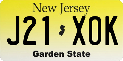 NJ license plate J21XOK