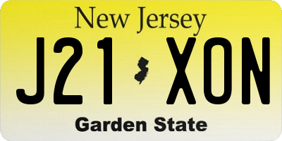 NJ license plate J21XON