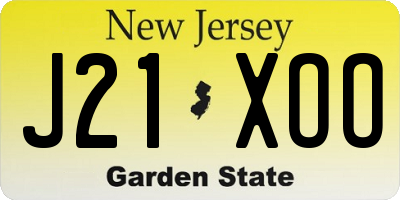 NJ license plate J21XOO