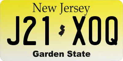 NJ license plate J21XOQ