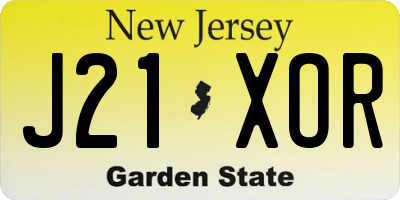 NJ license plate J21XOR