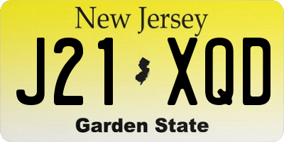 NJ license plate J21XQD