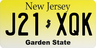 NJ license plate J21XQK