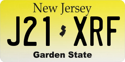 NJ license plate J21XRF
