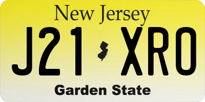 NJ license plate J21XRO