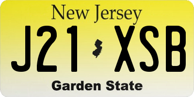 NJ license plate J21XSB