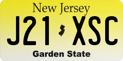 NJ license plate J21XSC