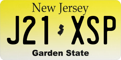 NJ license plate J21XSP