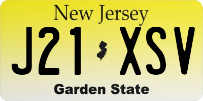 NJ license plate J21XSV