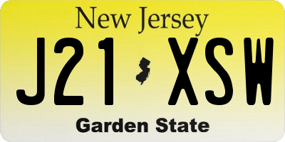 NJ license plate J21XSW