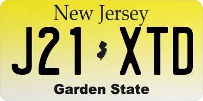 NJ license plate J21XTD