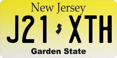 NJ license plate J21XTH