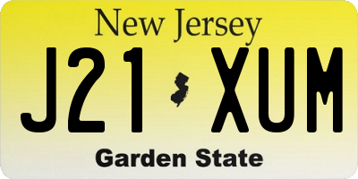 NJ license plate J21XUM