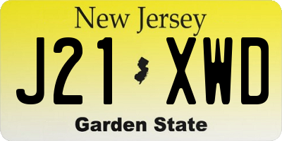 NJ license plate J21XWD