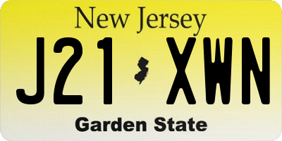 NJ license plate J21XWN