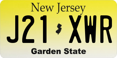 NJ license plate J21XWR