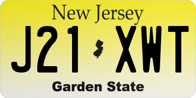 NJ license plate J21XWT